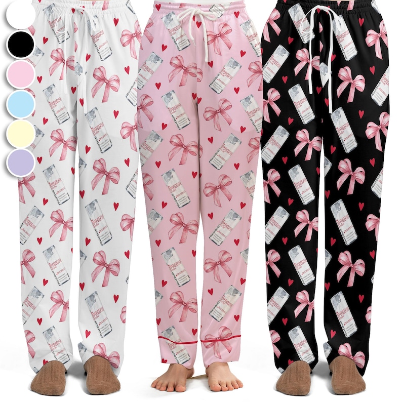 Pantalones de pijama Red Bull Spring Edition, pantalones de pijama coquetos, pantalones de estar por casa a la moda, ropa de dormir estética, regalo para amantes de las bebidas energéticas. imagen 1