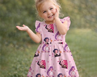 Vestido infantil con volantes de Huntrix de Kpop Demon Hunters, vestido para niñas de Huntrix Rumi Mira Zoey, conjunto infantil de Kpop, fiesta de cumpleaños, vestido de anime para niñas