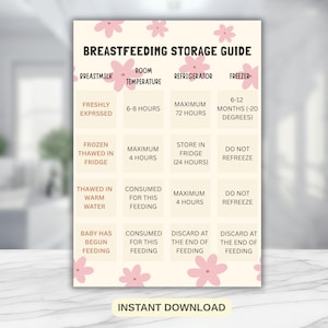 Digital Breastmilk Storage Guide, Printable Breastmilk Guidelines PDF, Pumping Guide, Breast Milk Cheat Sheet, Expressed Breastmilk