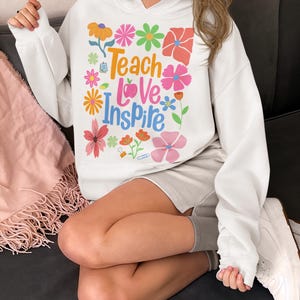 Teach Love Inspire Png, Boho Floral Teacher Png, Teacher Png, Retro Teacher Png, Teacher Gift Png, Teacher Sublimation, Back to School
