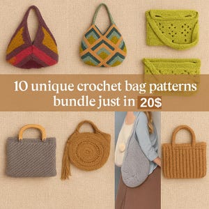Crochet Bag Patterns Bundle: 10 DIY Tote & Boho Bag Designs (PDF Download)