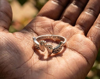 Mommy of an Angel Ring, Miscarriage Memorial Jewelry, Adjustable Meaningful Ring for Mom, Child Loss Sympathy Gift, Mother Daughter Jewelry