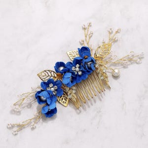 Floral Pearl & Crystal Hair Comb: Gold Wedding Hair Accessory