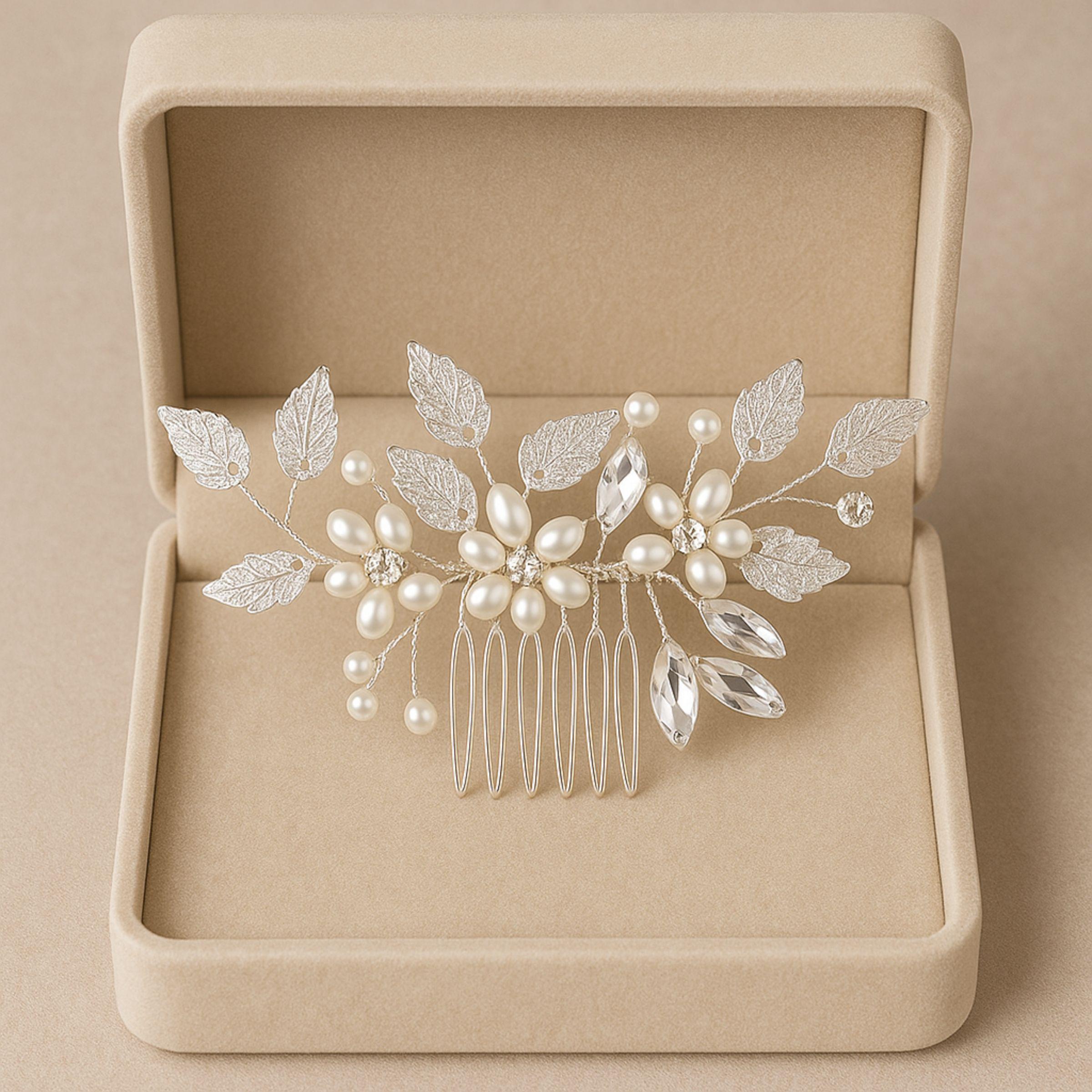 NEW Stunning Silver Crystal & Pearl Hair Comb FREE SHIPPING Pearl Bridal Hair Comb: Silver Crystal Wedding Hairpiece - Etsy main image 2
