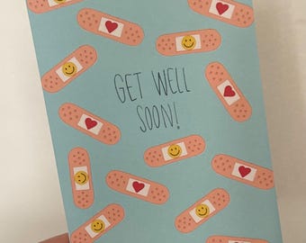 Get Well Soon Card - Bandaid - Etsy