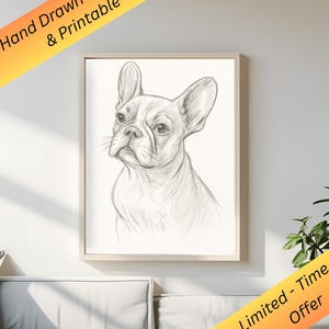 French Bulldog Sketch Art: Minimalist Dog Portrait (Digital Download, 8x10, 11x14, A4)