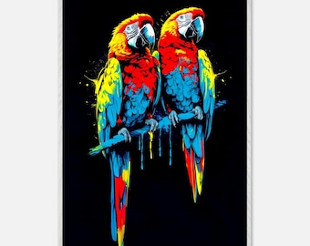 Colorful Macaw Parrot Print: Tropical Bird Wall Art