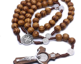 Handmade Traditional Maple Hard Wood Rosary Beads Necklace Catholic Christian Gift