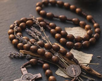 Handmade Traditional Maple Hard Wood Rosary Beads Necklace Catholic Christian Gift