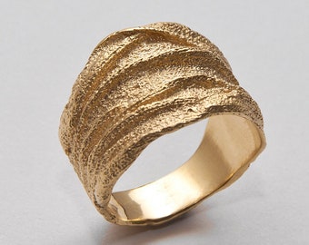 Wide Wedding Band, 14k Gold Ring, Wedding Ring, Wedding Band, rough ring, textured ring, unique ring