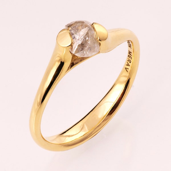 Minimalistic Twist Raw Diamond Engagement Ring