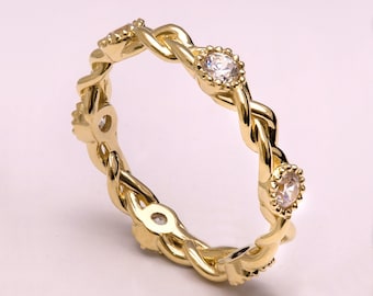 Braided Moissanite Engagement Ring, Braided Eternity Ring, celtic ring, Unique engagement ring, wedding band, celtic eternity ring