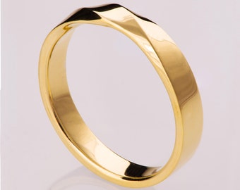 Solid 14k Gold Twisted Mobius Wedding Band 4mm Wide
