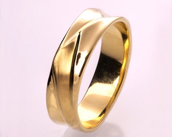 14K Gold Ring , Wedding Ring , Wedding Band , Men's Band, men's ring, unique band, 6.5mm band