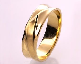 14K Gold Ring , Wedding Ring , Wedding Band , Men&#39;s Band, men&#39;s ring, unique band, 6mm band
