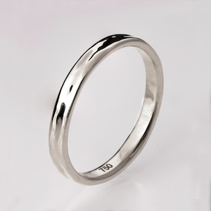 Simple Gold Wedding Band - Bague en or blanc 14 carats, Bague de mariage en or blanc, Alliance en or blanc, Alliance pour hommes, Bague homme 2