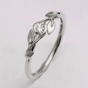 Leaves Engagement Ring, Platinum engagement ring, Platinum ring, Platinum leaf ring