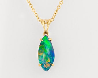 Australian Doublet Black Opal Pendant