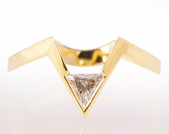 V Ring, Triangle Diamond Ring, Chevron Ring