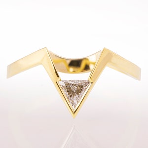 V Ring, Triangle Diamond Ring, Chevron Ring, Art Deco Engagement Ring, Geometric Ring, Diamond V Ring, Triangle ring, Chevron Ring, image 1