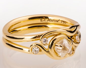 Verlobungsring mit Rohdiamant, einzigartiger Verlobungsring, Ring mit Rohdiamant, alternativer Verlobungsring, Brautset mit Rohdiamant
