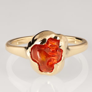 Fire Opal Engagement Ring, Mexican Fire Opal Ring, Opal Engagement Ring
