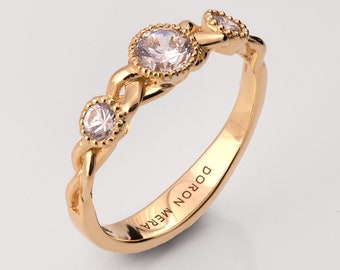Braided Engagement Ring, Three Stone Ring, Celtic ring, Unique Moissanite engagement ring, Moissanite ring, moissanite engagement ring
