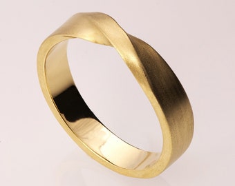 Solid 14k Gold Twisted Mobius Wedding Band