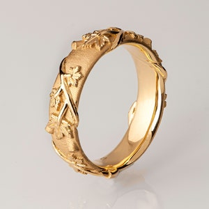 Zweig und Ahornblatt Ehering, 14 Gold Zweig Ehering