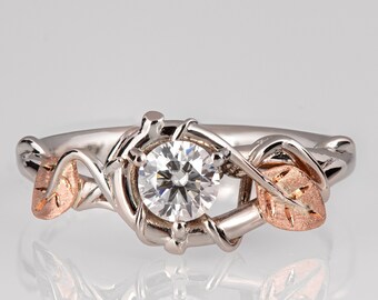 Twig and Leaves Diamond Engagement Ring