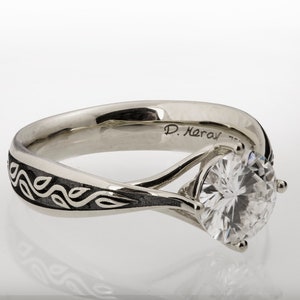 Black Engagement Ring, Leaves Engagement Ring