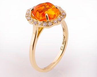 Fire Opal Engagement Ring, Mexican Fire Opal Ring, Opal Engagement Ring