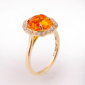 Fire Opal Engagement Ring, Mexican Fire Opal Ring, Opal Engagement Ring