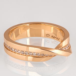 Mobius Diamond Engagement Ring, Mobius Ring, Gold and Diamonds Ring , Twisted Eternity Ring