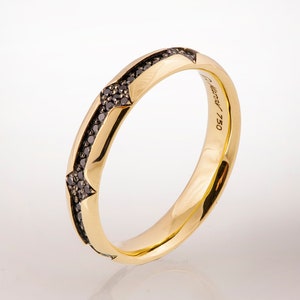 Black Diamonds Band, Gold Wedding Band, Men&#39;s 14K Gold and Black Diamond Wedding band,, mens engagement ring, 38