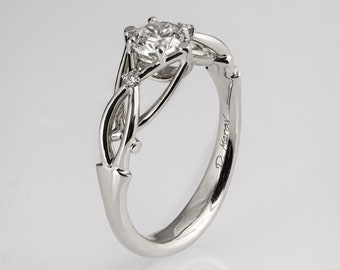Celtic Engagement Ring, Platinum engagement ring, Unique diamond ring, unique engagement ring, Knot ring, solitaire ring