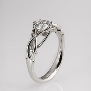 Celtic Engagement Ring, Platinum engagement ring, Unique diamond ring, unique engagement ring, Knot ring, solitaire ring image 1