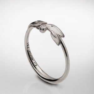 Leaves Diamond Ring, 14K White Gold and Diamond engagement ring, engagement ring, leaf ring, Elven Wedding Ring, art nouveau, vintage, 1