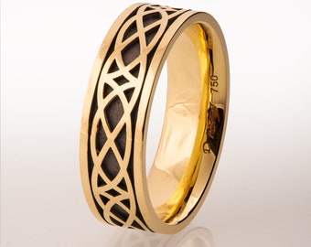 Celtic Wedding Band , Wedding Band, Two Tone wedding Ring, two tone Celtic ring, Black wedding band, mens wedding band, knot ring