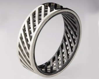 Platinum Wedding Band, Men&#39;s Platinum and Silver Wedding band, Wedding ring, Unique Platinum ring, grooms band, mens engagement ring