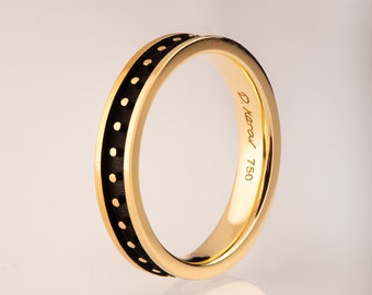 Men's Wedding Band, Black Band, Steampunk wedding band