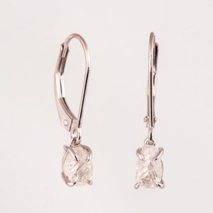 Raw Diamond Earrings, Rough Diamond Drop Earrings, Raw Diamond dangling Earrings