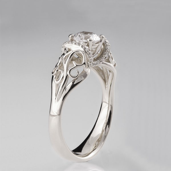 Vintage Engagement Ring, engagement ring, Filigree engagement ring, Vintage Moissanite Ring