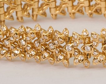 Delicate Bracelet, Unique Tennis Bracelet, Petals Bracelet, 18K Gold Diamond bracelet, Tennis bracelet, Delicate Leaf bracelet, 18k gold