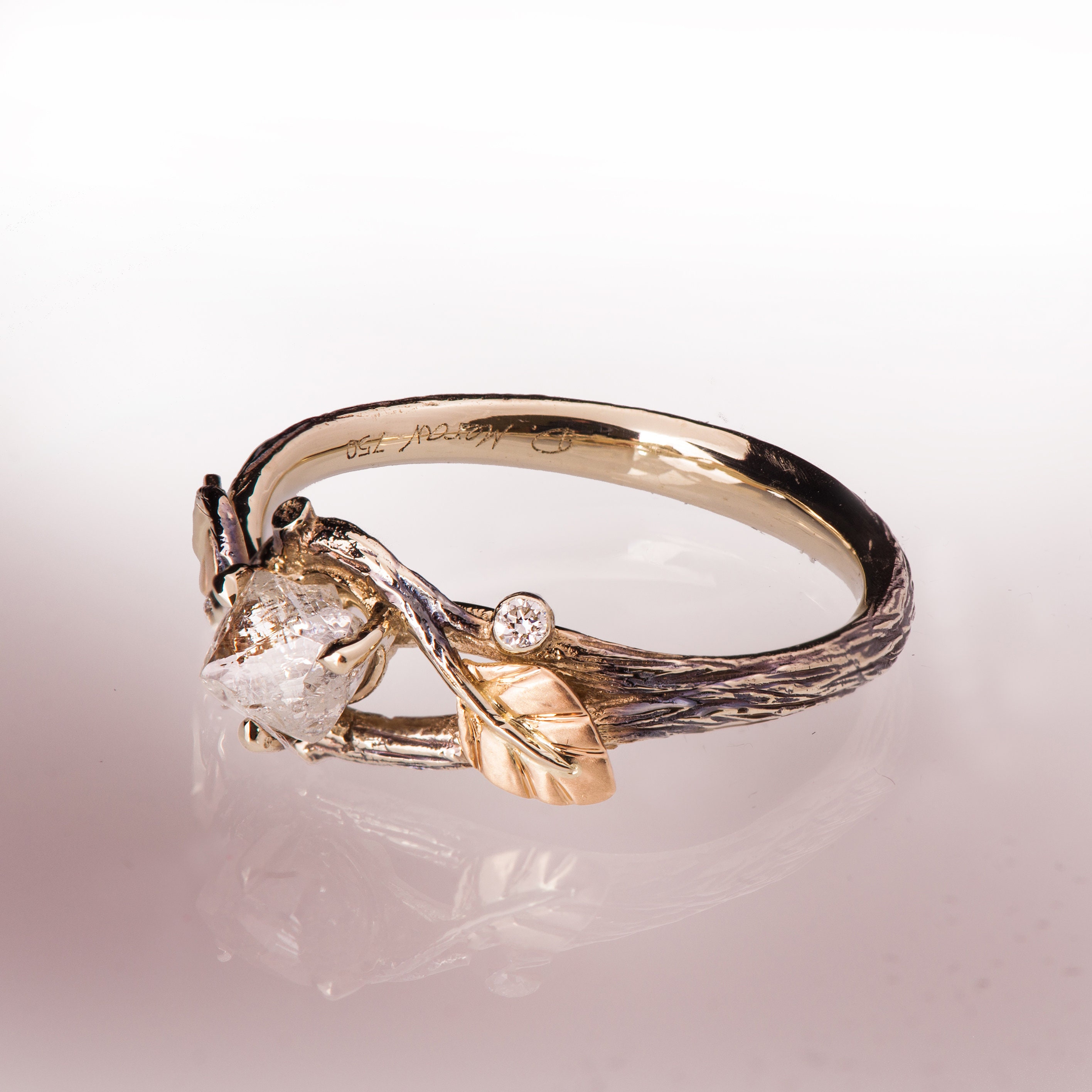 Rough Diamond Engagement Ring Twig and Leaf Engagement Ring - Etsy