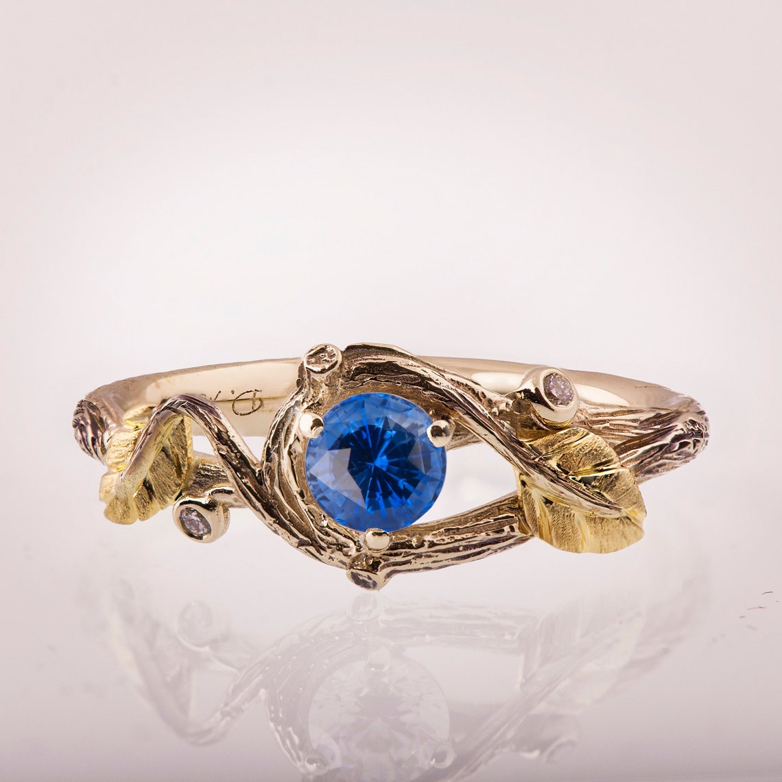 Twig and Leaf Engagement Ring Twig Engagement Ring Sapphire | Etsy