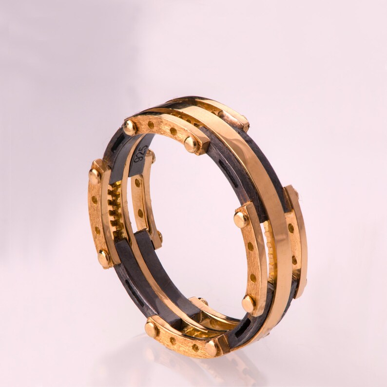 Silver And Rose Gold Wedding Band