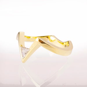 V Ring, Triangle Diamond Ring, Chevron Ring, Art Deco Engagement Ring, Geometric Ring, Diamond V Ring, Triangle ring, Chevron Ring, image 5