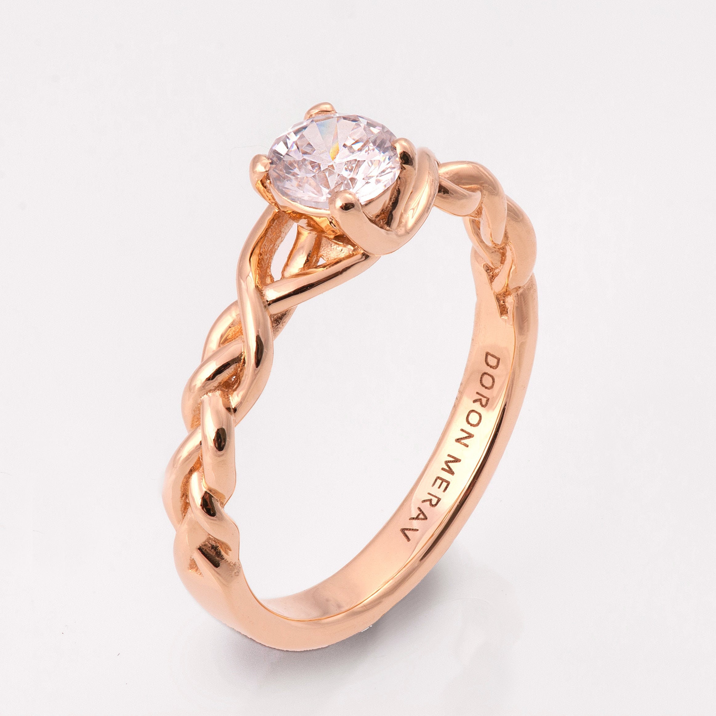Modern 18 Karat Rose Gold Chiseled Braided Wedding Ring Size 5.5 | Chairish