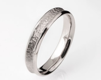 Anillo de boda de platino martillado